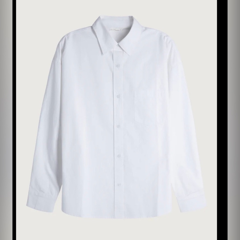 Oak + Fort White Classic Poplin Cotton Button Down Shirt , size L-XL